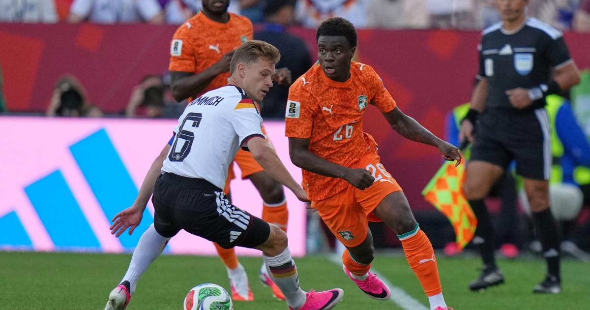 PauloMukatabala's tweet photo. Morocco's 18 year old Ayyoub Bouaddi has gotten all the plaudits, but how about this 20yr old Christ Inao Oulai in a similar  position in central midfield for Cote d'Ivoire?
Yes they've lost today against  Germany,  but he was brilliant. https://t.co/iLaQgpmLv7