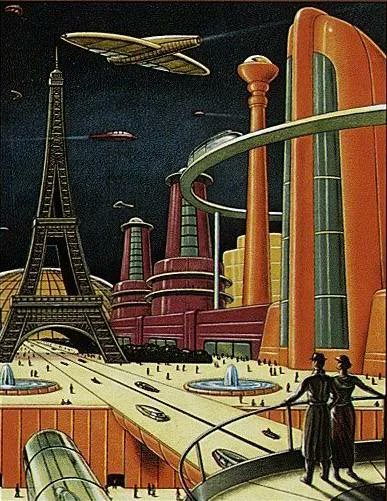 SciFiArchives's tweet photo. Cover art from the 1996 reprint of Jules Verne’s novel, “Paris in the Twentieth Century” - 1863 https://t.co/M1sA6HyKuj