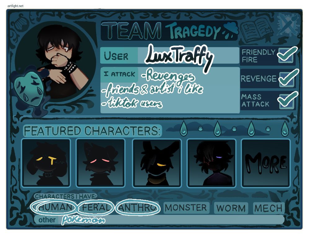 luxtraffy's tweet photo. I will be joining the artfight this year :) https://t.co/NcUrw1El5G