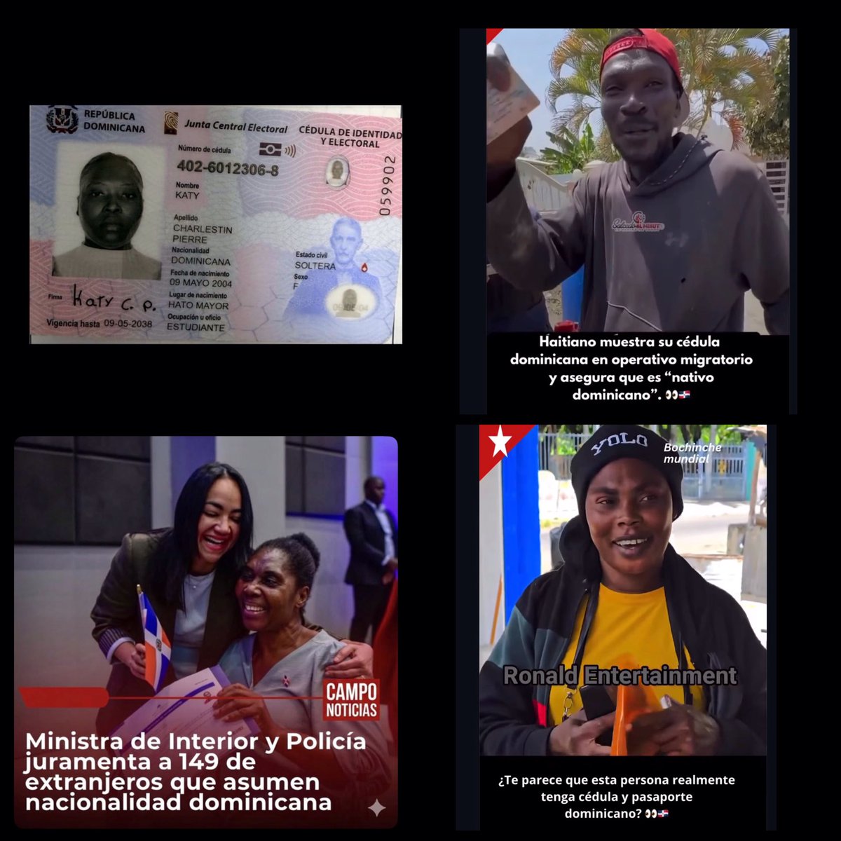 DomiPatriotas1's tweet photo. La @juntacentral esta entregando cédulas masivas a  Haitianos con documentos falsos, con nombres y apellidos falsos, producto a que las Cédulas, Pasaportes y Licencias de conducir están en manos de la misma empresa que documenta en Haití, creando un solo país a la vista de todos. https://t.co/yWAxq7vzJy