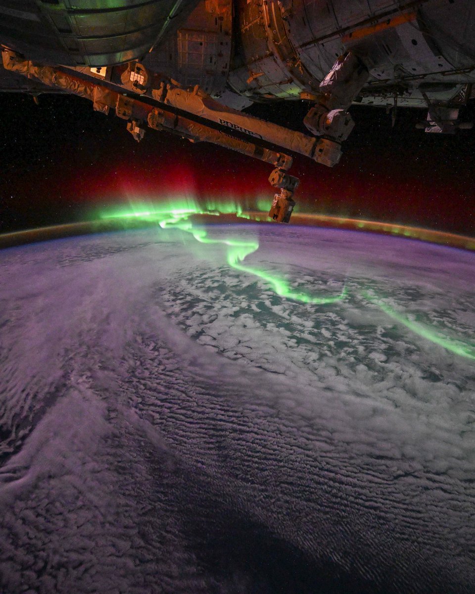 astropics's tweet photo. Auroras as seen from space. https://t.co/qs3DKwS7uM