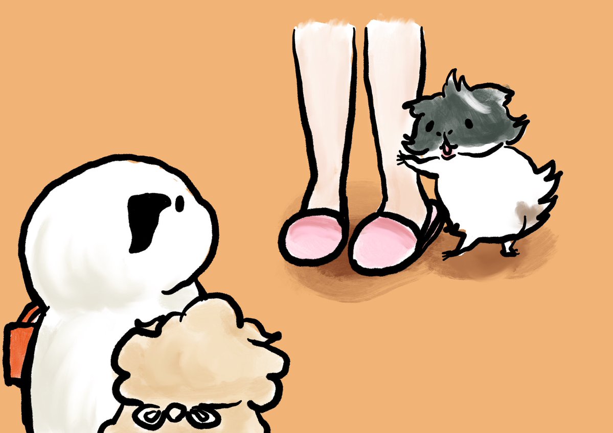 PENCO66's tweet photo. お泊まり　続き
コモットちゃんの荷物はお気に入りの自作折り鶴（ﾖﾚﾖﾚ）だけです

#モル界隈
#干し芋のようなモルモット
#イラスト
#モルモット
#guineapigs https://t.co/cjO9tfcdkO