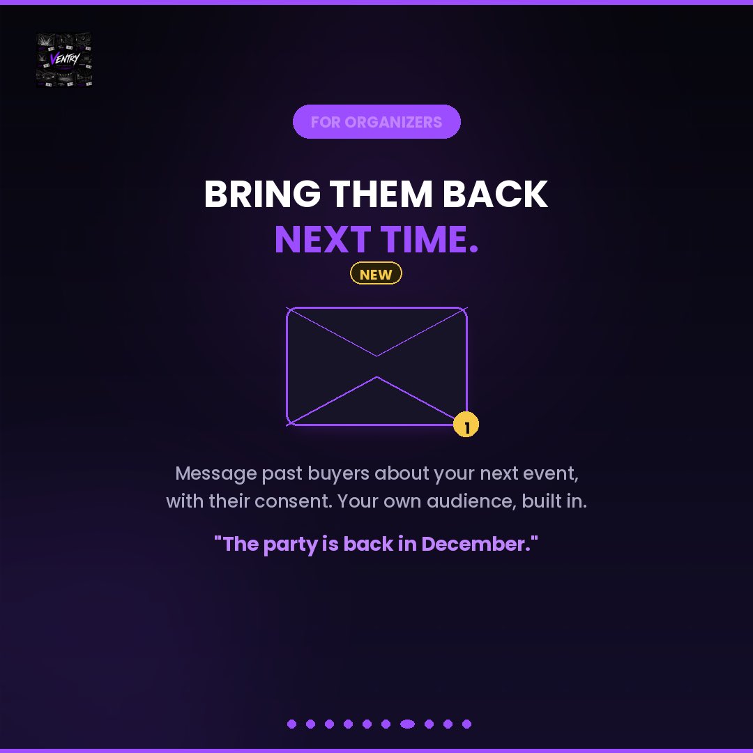 ventrybooking's tweet photo. For organizers: sell Regular, VIP &amp; Table tickets, secure QR that can’t be faked, scan with any phone, live dashboard, plus NEW newsletters to past buyers and event ratings.
For buyers: unique QR tickets, protected payments, and NEW, rate the events you attend. https://t.co/taENB2rMLS
