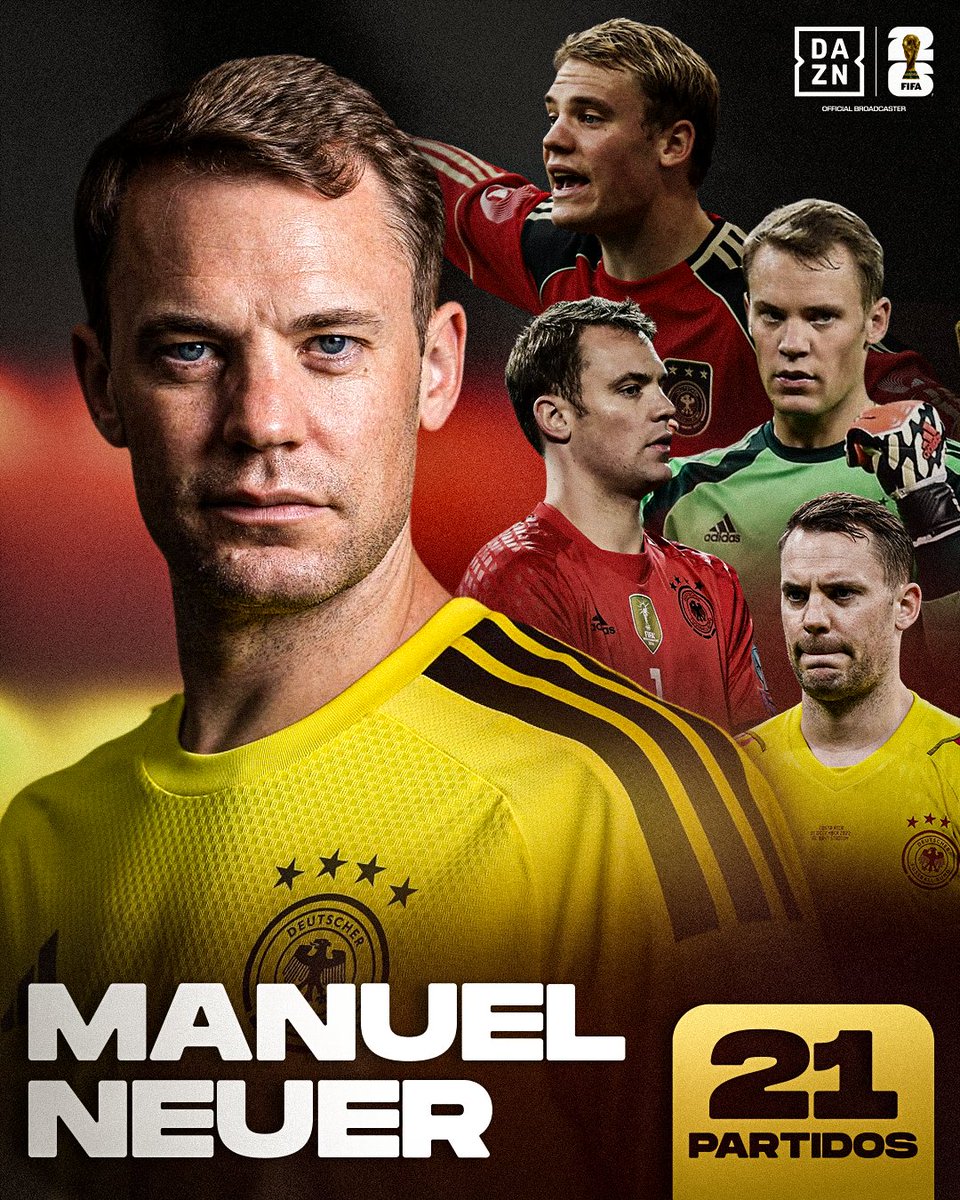 DAZNFutbol's tweet photo. UN JUGADOR DE LEYENDA ✨🇩🇪

Manuel Neuer ya es el portero con más partidos en la historia del Mundial 👏🏻

#DAZNMundial #FIFAWorldCup https://t.co/2jHCa1Gxz1