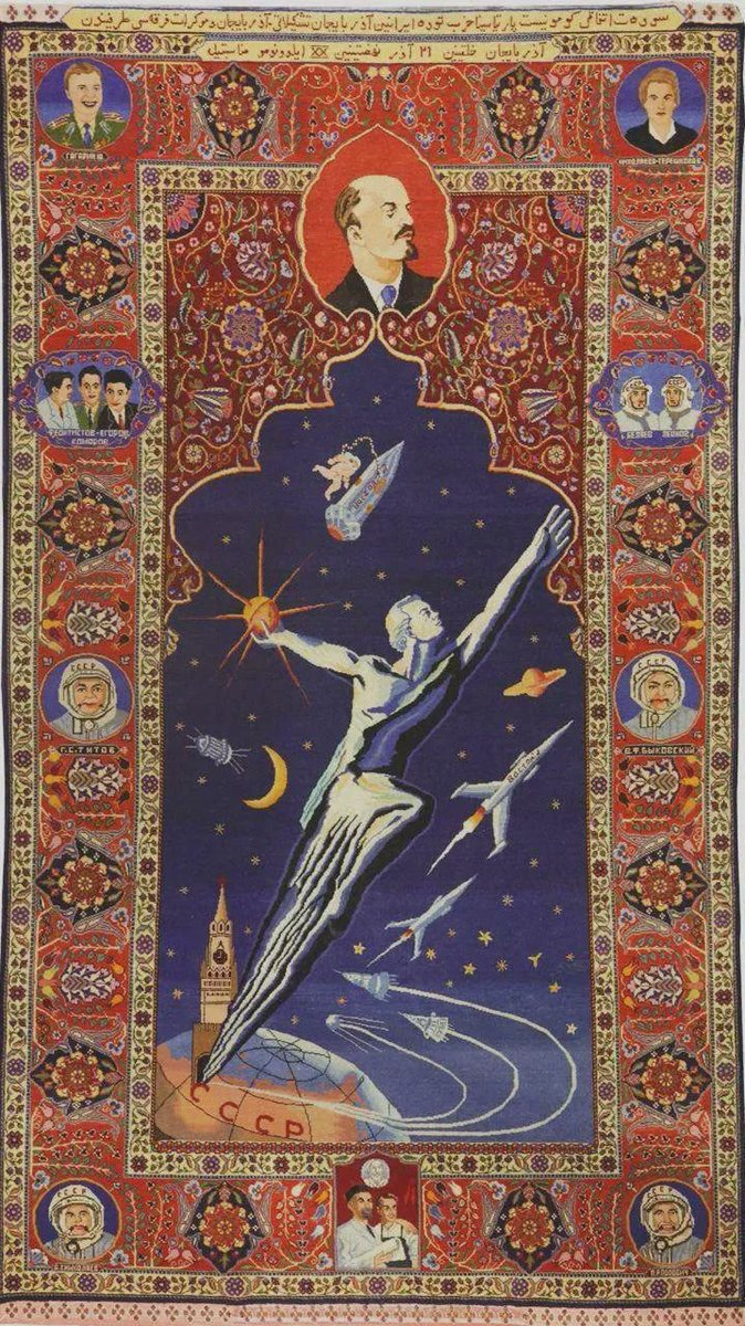SciFiArchives's tweet photo. Azerbaijani carpet “Cosmonautics”, 1965 https://t.co/N4Zjtpe1QA