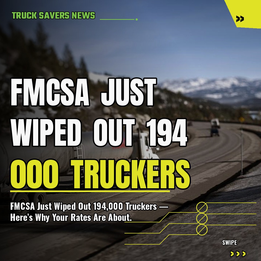 trucksaversnews's tweet photo. 🚛 Trucking update
FMCSA Just Wiped Out 194,000 Truckers — Here’s Why Your Rates Are About to Explode YouT…
Read the full story: https://t.co/BBM2StZkRj #Trucking #OwnerOperator https://t.co/BgR3OpqFI1