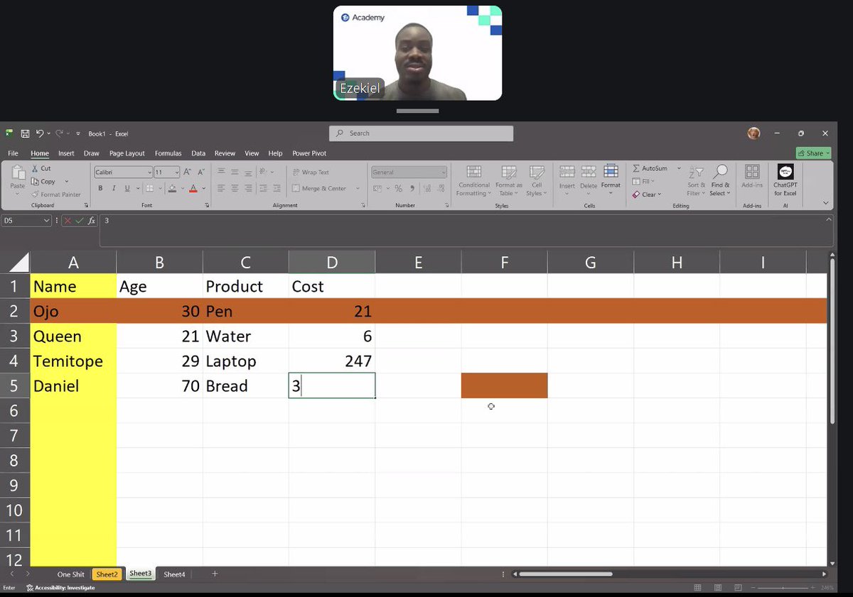 hez_ace's tweet photo. Day 3 of 30.

Excel and I met properly today.
Covered worksheets, Ribbon tabs, cells, rows, columns, and relative, absolute, and mixed references today.
Big lesson: one small cell reference can change the entire result.
#30DaysOfTech #LearningWithTS @TechSphereAcad https://t.co/drEfQr1VxW