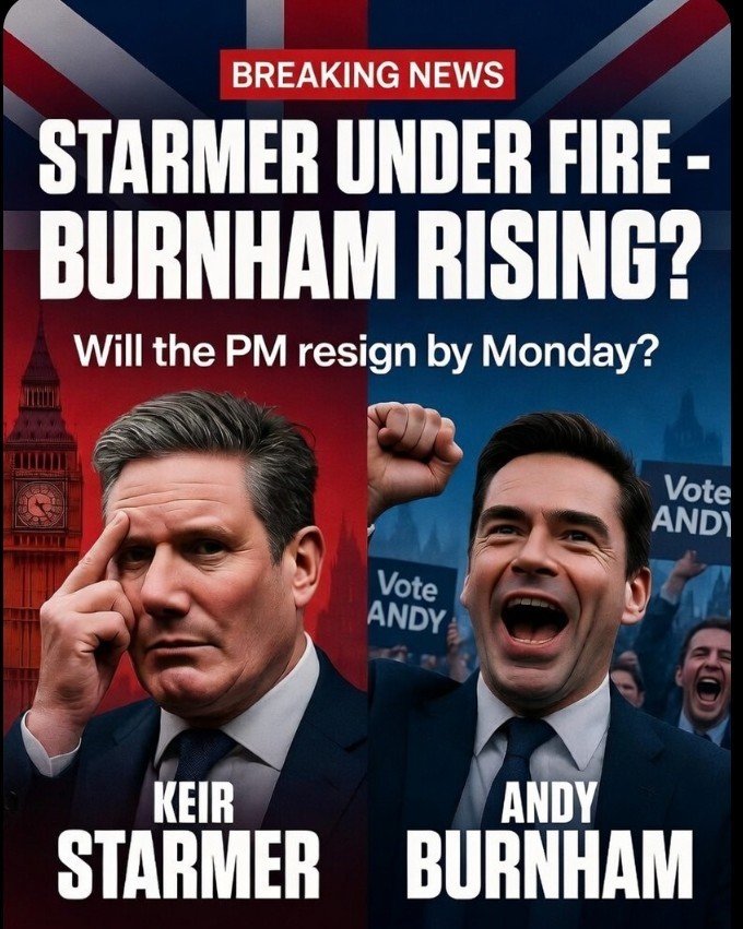 robfluff's tweet photo. 🚨 Breaking UK Politics Drama: Keir Starmer under massive pressure to resign as PM after Andy Burnham’s landslide by-election win in Makerfield. Reports say Starmer could announce his departure as early as Monday. Is this the end for “Sir Keir”?   What’s your take?  #Starmer #UKPolitics