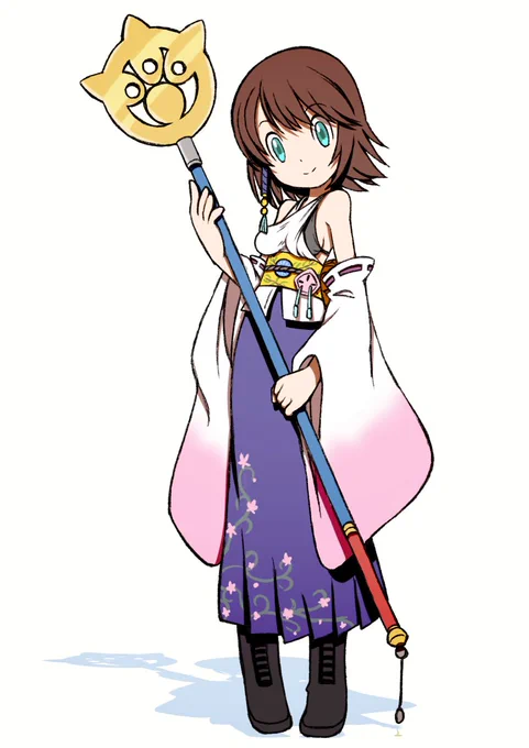 FF10よりユウナさん。FFは8と9を飛ばしてしまったんですよねー・・・ 絵を描こうとしたらデザインが複雑になってきてて時代を感じますねw #FFX