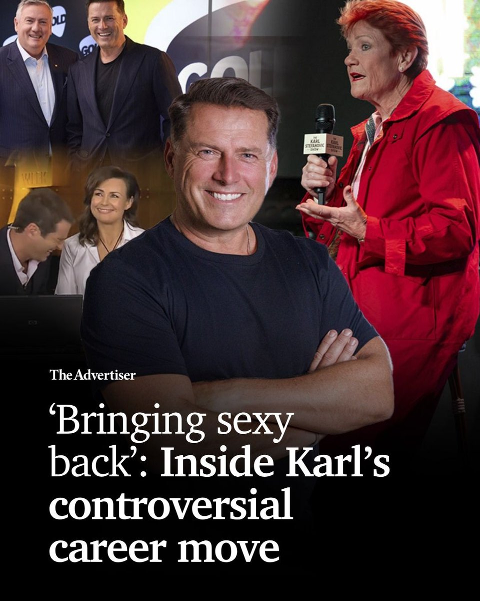 theTiser's tweet photo. Karl Stefanovic is openly “happy as Larry” about his new career move. As he seeks to shake up Australian politics, Pauline Hanson reveals if he has a future with One Nation. SEE THE VIDEO 👉 https://t.co/7N6L52lFNy https://t.co/iEs4jYaSM0