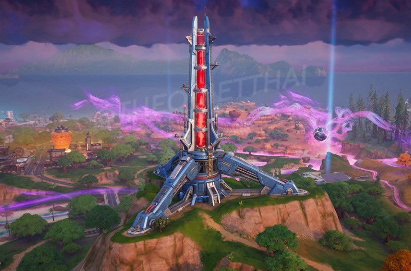 QuietThai's tweet photo. My theory is that The Seven are constructing a huge tower device known as The Collider, similar to the structure seen in Chapter 3, Season 2.

On the left, I recreated what it might look like.

#Fortnite 
@EpicTofuChris https://t.co/94GEG86GKZ