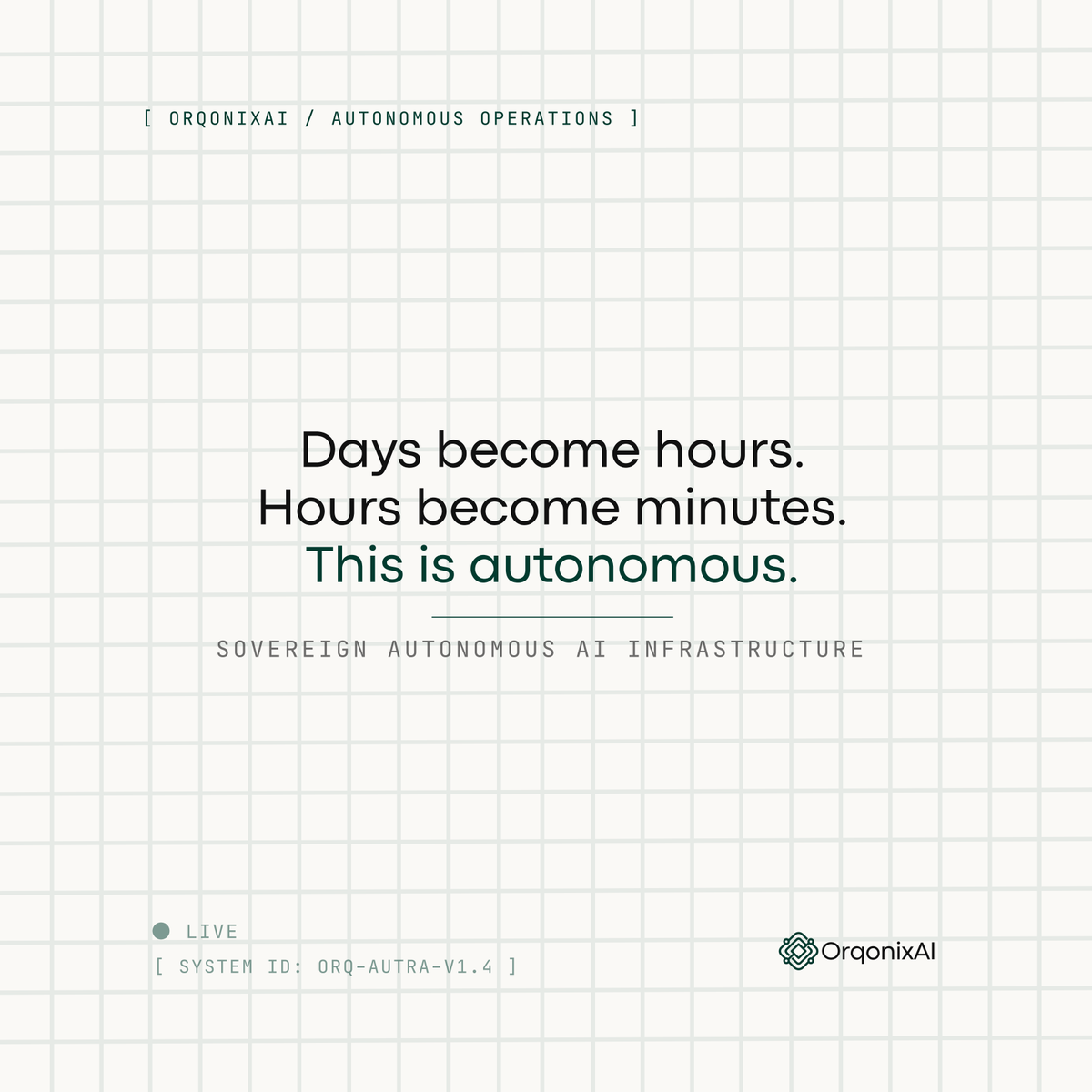 OrqonixAI's tweet photo. Days become hours.
Hours become minutes.

That is what happens when your operations stop depending on humans for every single task.

Autonomous AI departments. Deployed on your server. Running 24/7.

https://t.co/VpybSyedls
#Orqonix #Beautonomous https://t.co/QKnUCNkOWI