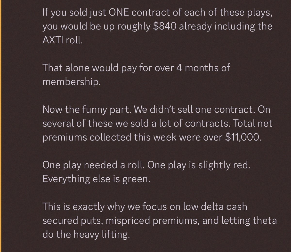 Thetogg's tweet photo. Some of y’all might not know this, but we’ve got options traders in our group.

And The Assembly members are literally printing money right now.

Don’t sleep on the reopening this Monday, June 22nd.

This is about to get wild. https://t.co/XWNnKWEyvm