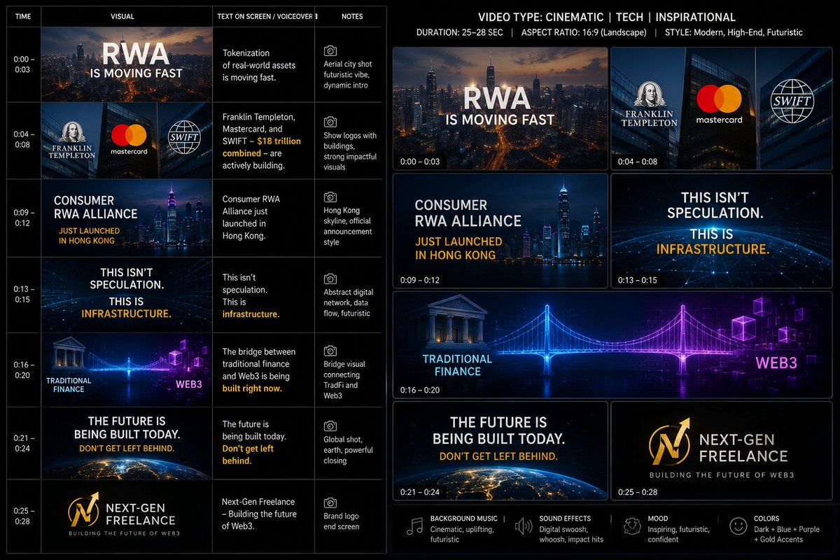 Gilbertphillz's tweet photo. Tokenization of real-world assets is moving fast.

Franklin Templeton, Mastercard, and SWIFT  $18 trillion combined are actively building.

Consumer RWA Alliance just launched in Hong Kong.

The bridge between traditional finance and Web3 is being built right now. https://t.co/daa34M4We2