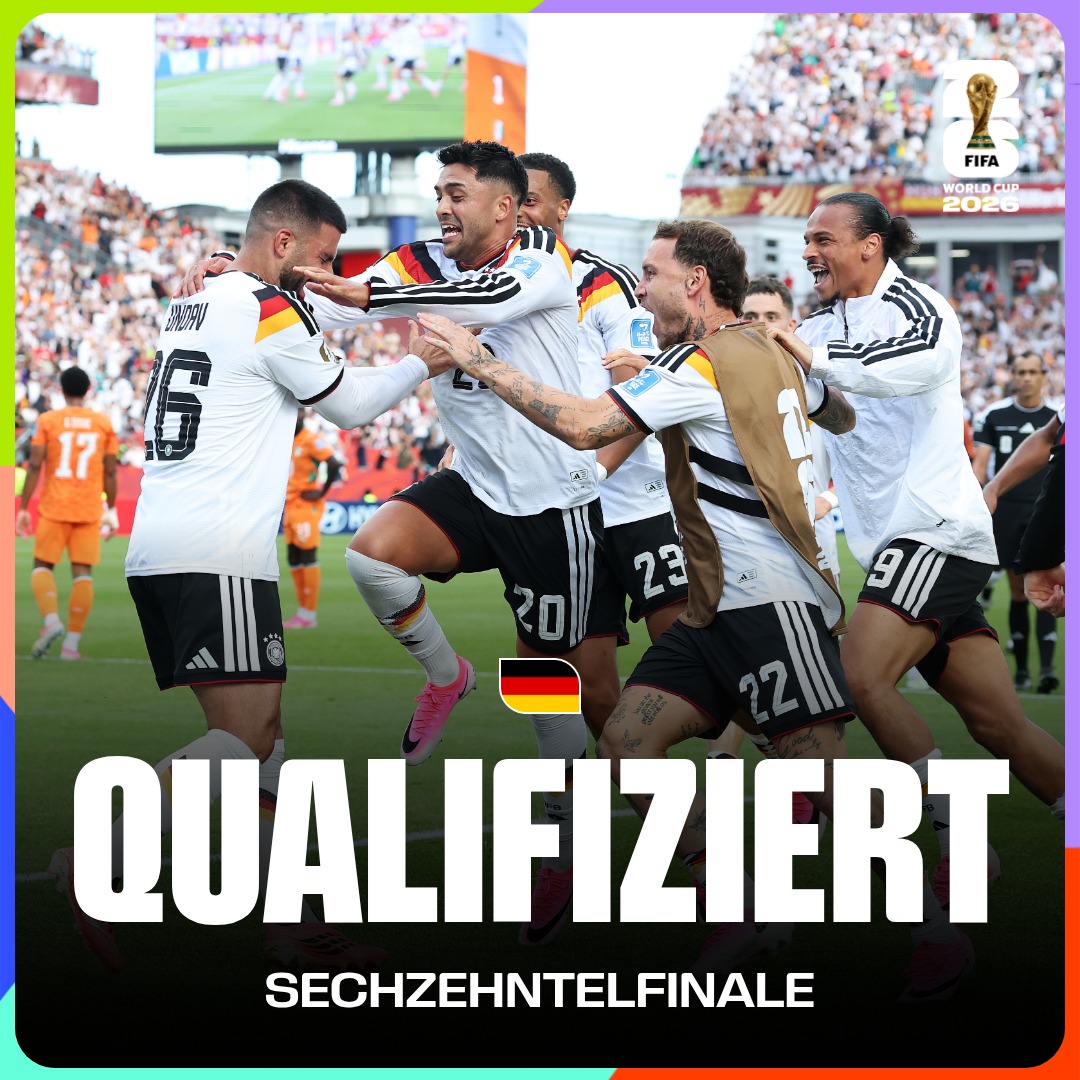 fifaworldcup_de's tweet photo. 🇩🇪 Deutschland steht im Sechzehntelfinale.

#FIFAWorldCup