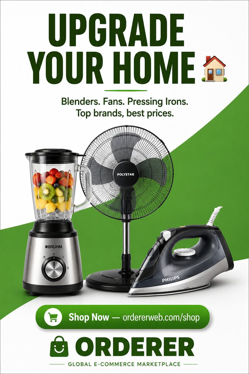 _Orderer_'s tweet photo. Your home deserves an upgrade 🏠✨ Blenders, fans, pressing irons &amp; more from top brands on Orderer. https://t.co/0Ud8zbP9QJ https://t.co/yXRn1Ik9Ie