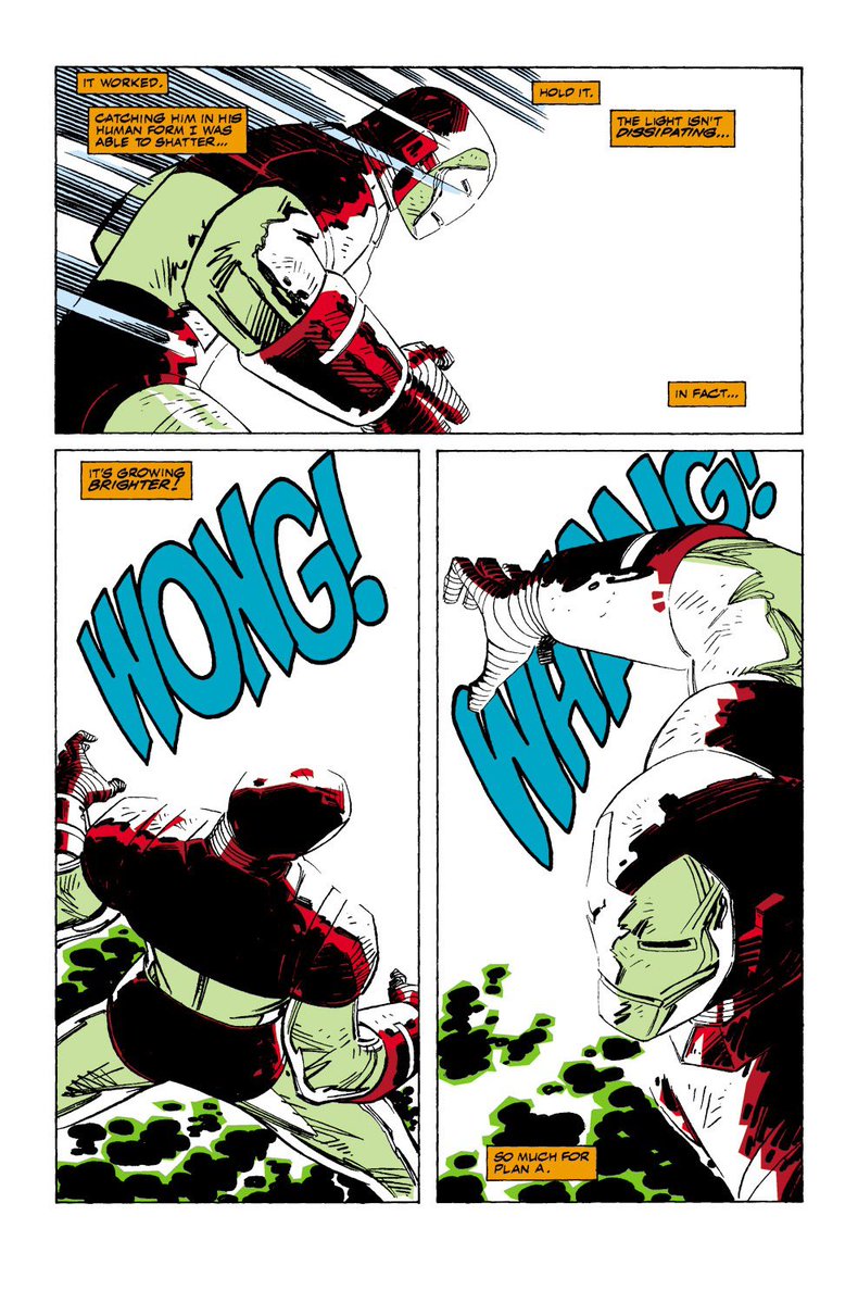 tincanmans's tweet photo. I‘m not the biggest fan of JRJR‘s modern work but trust me when I say this:

His Iron Man vs. Living Laser art is one of the greatest, most beautiful comic fights oat. I have seldom seen something so visually engaging. https://t.co/2CV63GyZYv