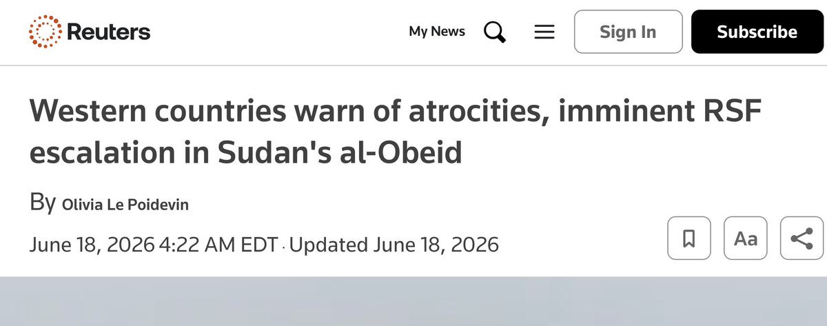 ChrisVanHollen's tweet photo. In October, the RSF massacred over 6,000 people in 3 days in El Fasher, Sudan. 

Now, in the RSF’s assault on al-Obeid, 500,000 civilians risk falling victim to that same brutality.

We are not powerless to stop this.

If the Trump admin won't use U.S. leverage, then Congress must pass mine & @RepSaraJacobs bill to stop arms sales to the UAE until they cease arming the genocidal RSF.

https://t.co/RSCYCTEdHP