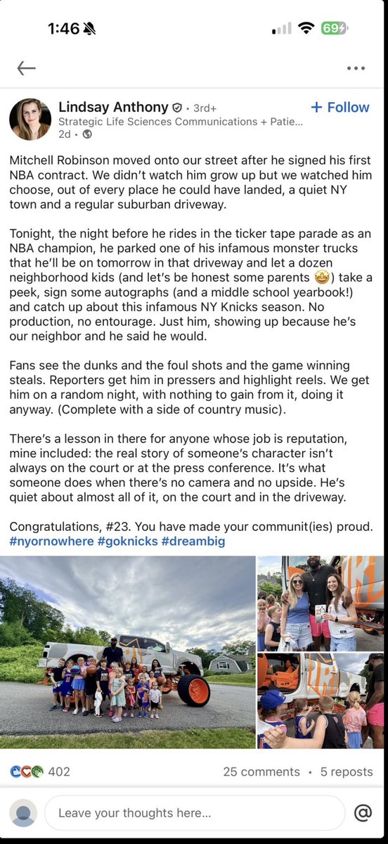 IanBegley's tweet photo. Great pre-parade story about Knicks’ Mitchell Robinson: https://t.co/leAurmVgCd