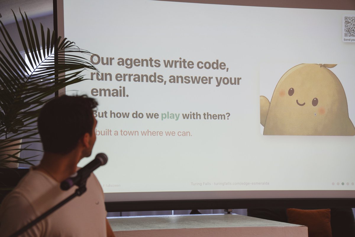 JoinEdgeCity's tweet photo. It's @clawcon demo day at Edge Esmeralda 🦞

Three hours of building, hanging, and watching demos of what people are shipping with personal AI agents. https://t.co/Aevg6lkkWP
