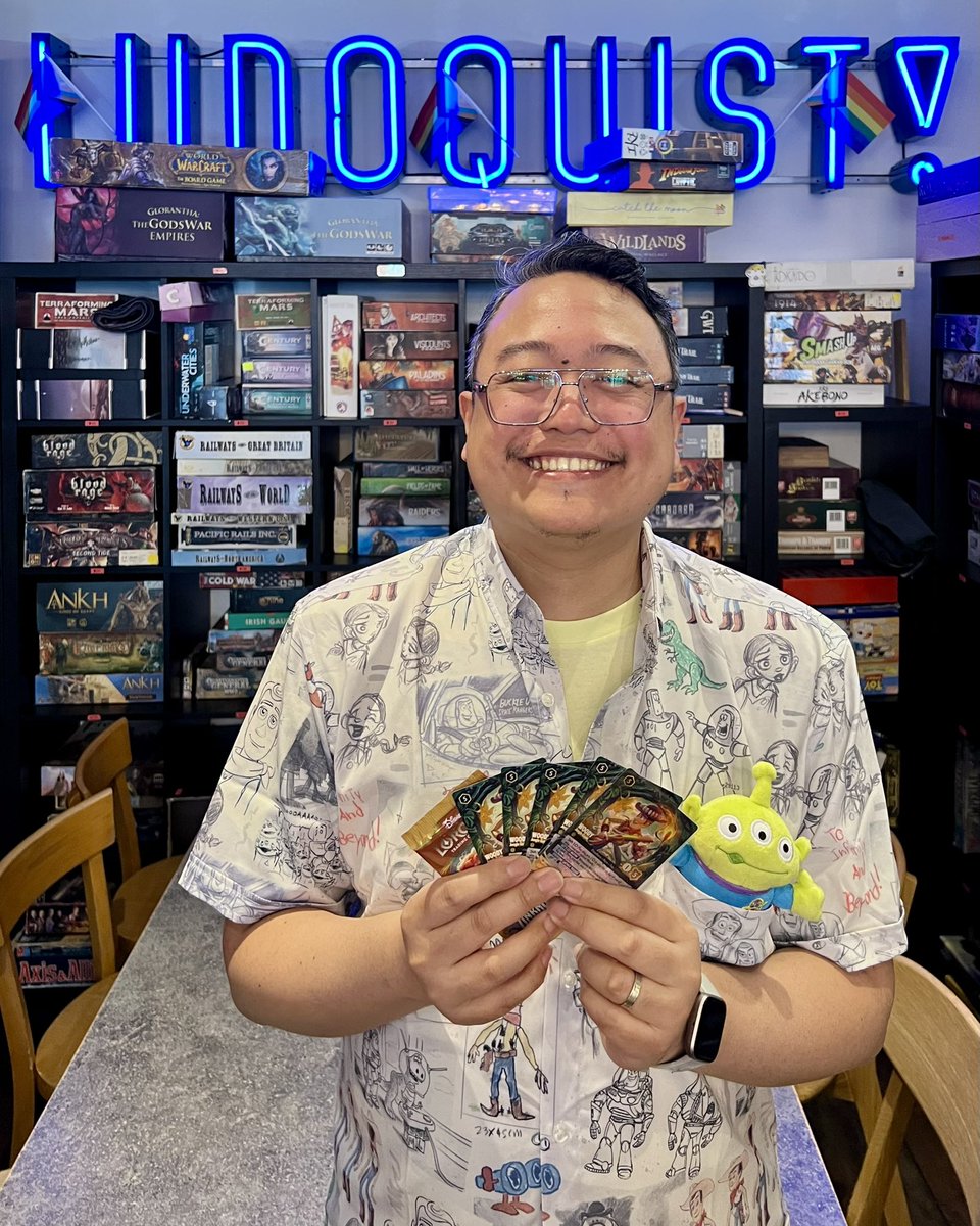 amjayflores's tweet photo. we visited @TheLudoquist for @DisneyLorcana wilds unknown set champs. thanks to the locals for being so welcoming and kind. and food there is super yum! reached another finals, then lost, again! lol. but it’s alright, happy with my woody jungle guide enchanted promo… https://t.co/N2twDqKIr3