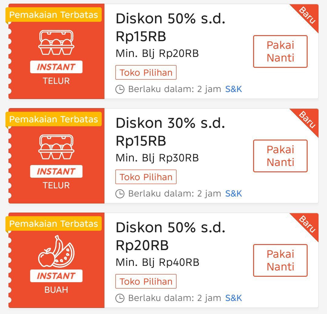 rianismeid's tweet photo. 🌟Periode baru guys 🌟

VC Diskon Telur &amp; Buah 🥚🍎🍇🍊
🕘 Pukul 09:00 WIB

🍎🍇🍊Buah 
🎟️diskon 50% maks. Rp20 Ribu
.
🥚Telur 
🎟️ diskon 50% maks. Rp15 Ribu
����️ dskon 30% maks. 10 Ribu 

Telur Tambun 👇🏻👇🏻👇🏻
https://t.co/2F5FZZh3UR https://t.co/J0AQDxrme0