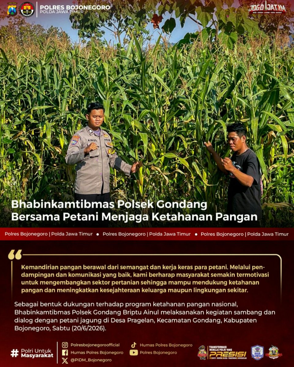 arik_ec's tweet photo. Bhabinkamtibmas Polsek Gondang
Bersama Petani menjaga Ketahanan Pangan

#Swasembadapangan
#swassembadajagung
#polisicintapetani
#astacitapresidenBhabinkamtibmas https://t.co/JiPH479OB3