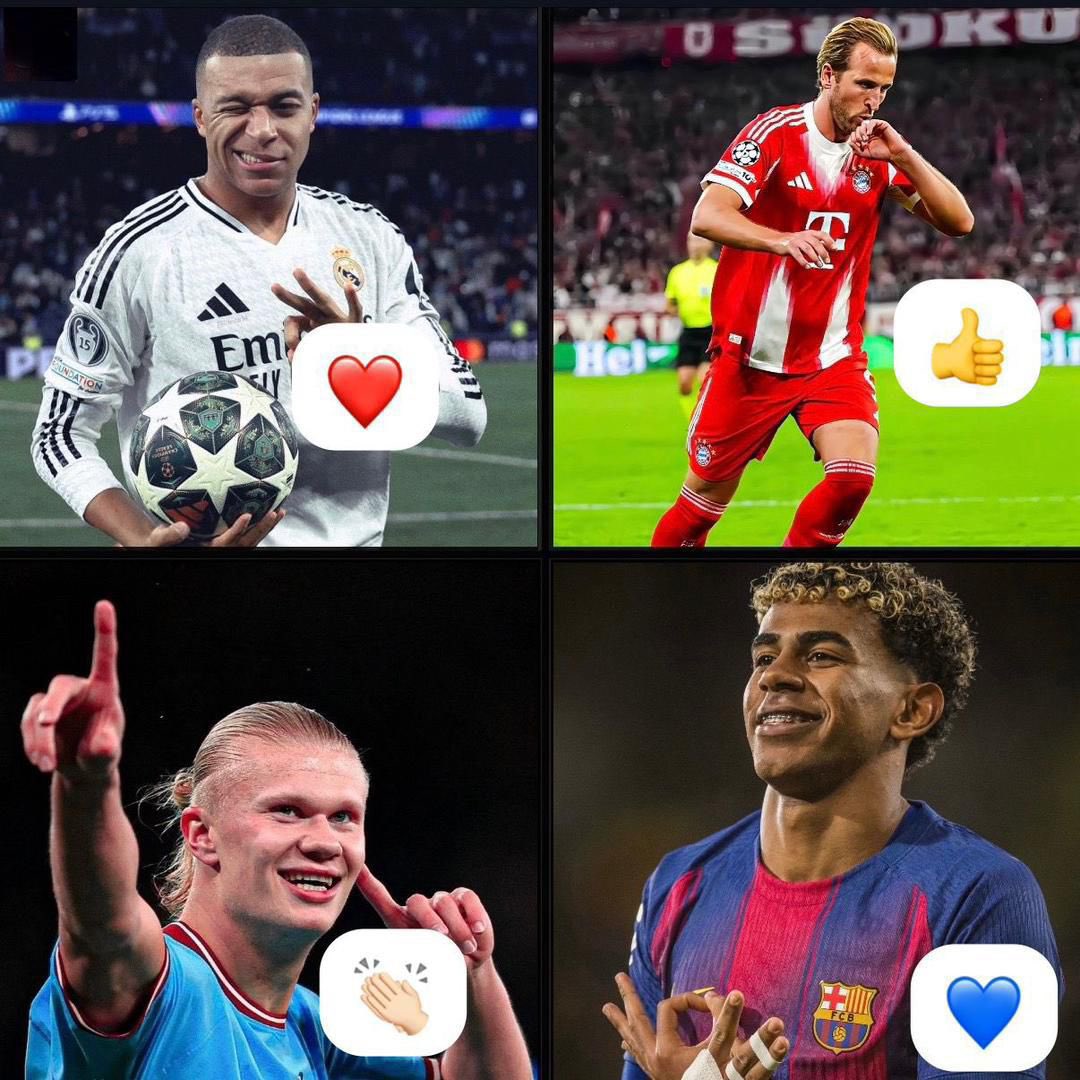 PEREZtwks's tweet photo. Who is the 𝐛𝐞𝐬𝐭 player in the world right now? 🤔

*Let’s Vote ❓🗳️⬇️*
• Kylian Mbappe ❤️
• ⁠Harry Kane 👍
• ⁠Erling Haaland 👏
• ⁠Lamine Yamal 💙 https://t.co/kx9lnBUNCx