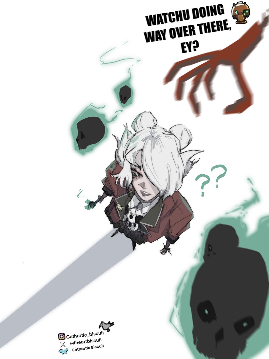 theartbiscuit's tweet photo. I’ve been trying to pick up graves recently cause I can’t just keep playing Geist, Paige and Infernus… so far my matches have been dominated by diabolical bebop hooks. I decided to draw my experience out. #deadlock https://t.co/Epqyh63HTh