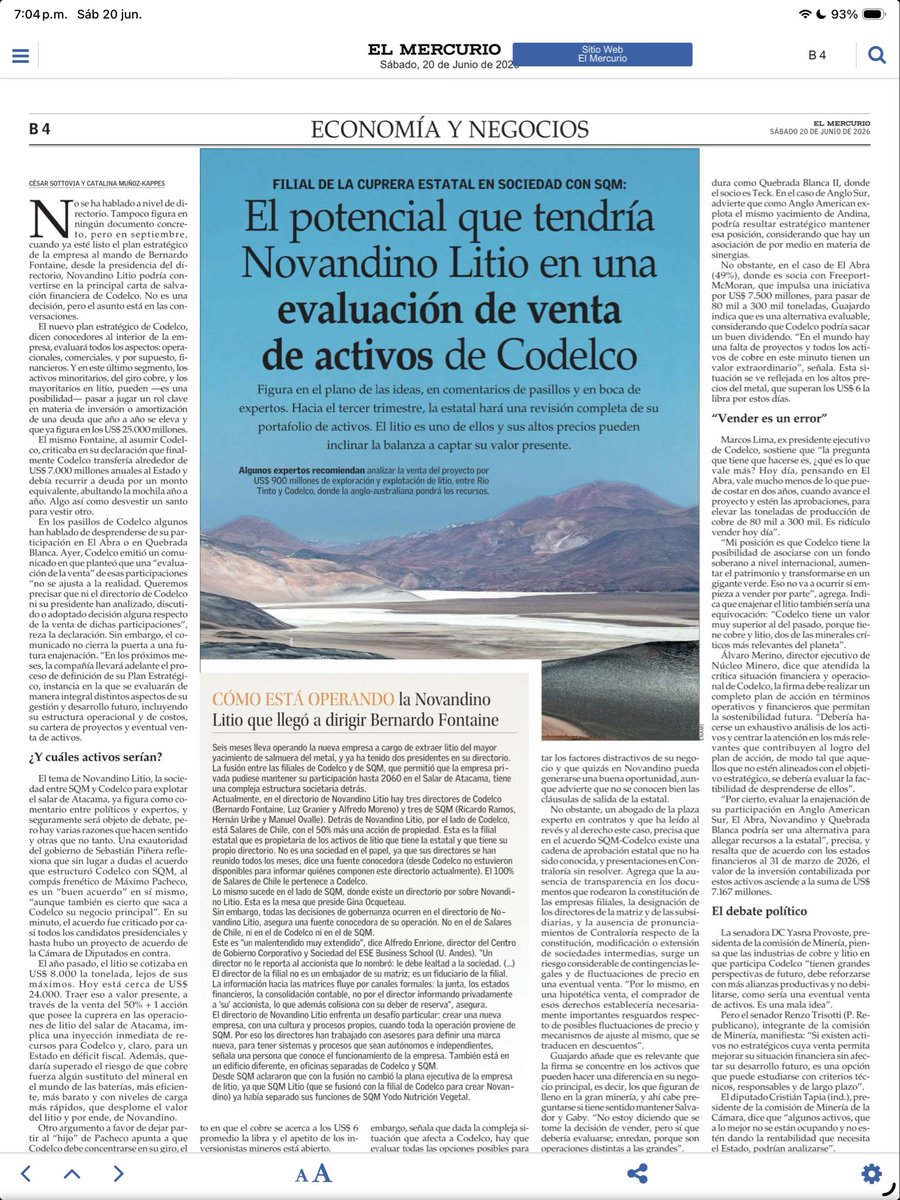 CENDA_chile's tweet photo. Esta es la madre del cordero de los ataques a CODELCO: Pretenden venderle Novandino a Ponce Lerou. https://t.co/5MqhaX041h