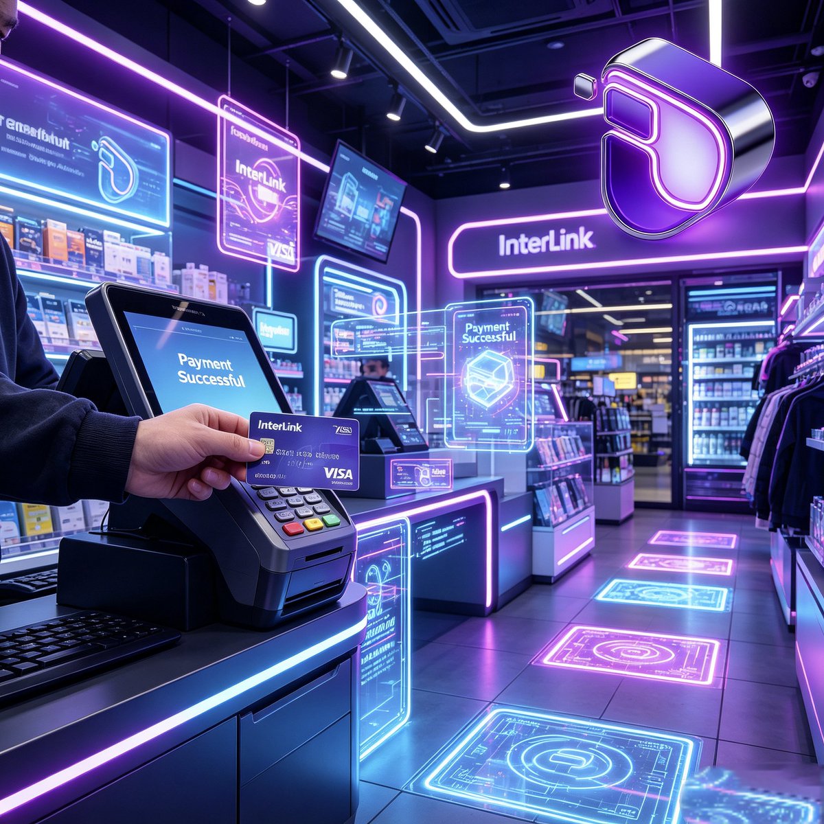 fl21211's tweet photo. 🚀 Brand-new offline consumption scenes are here 💜
Swipe your InterLink Visa Card for instant seamless payments ✨
Neon tech store, instant successful transactions, full-scenario ecosystem coverage!
 
#InterLink #ITLG #ITL #ITLX https://t.co/aFkxWg5lmW