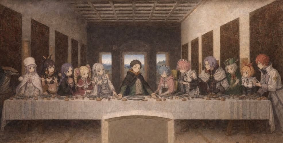 AnimeePost's tweet photo. Re:Zero x The Last Supper https://t.co/y4b5I5bemU