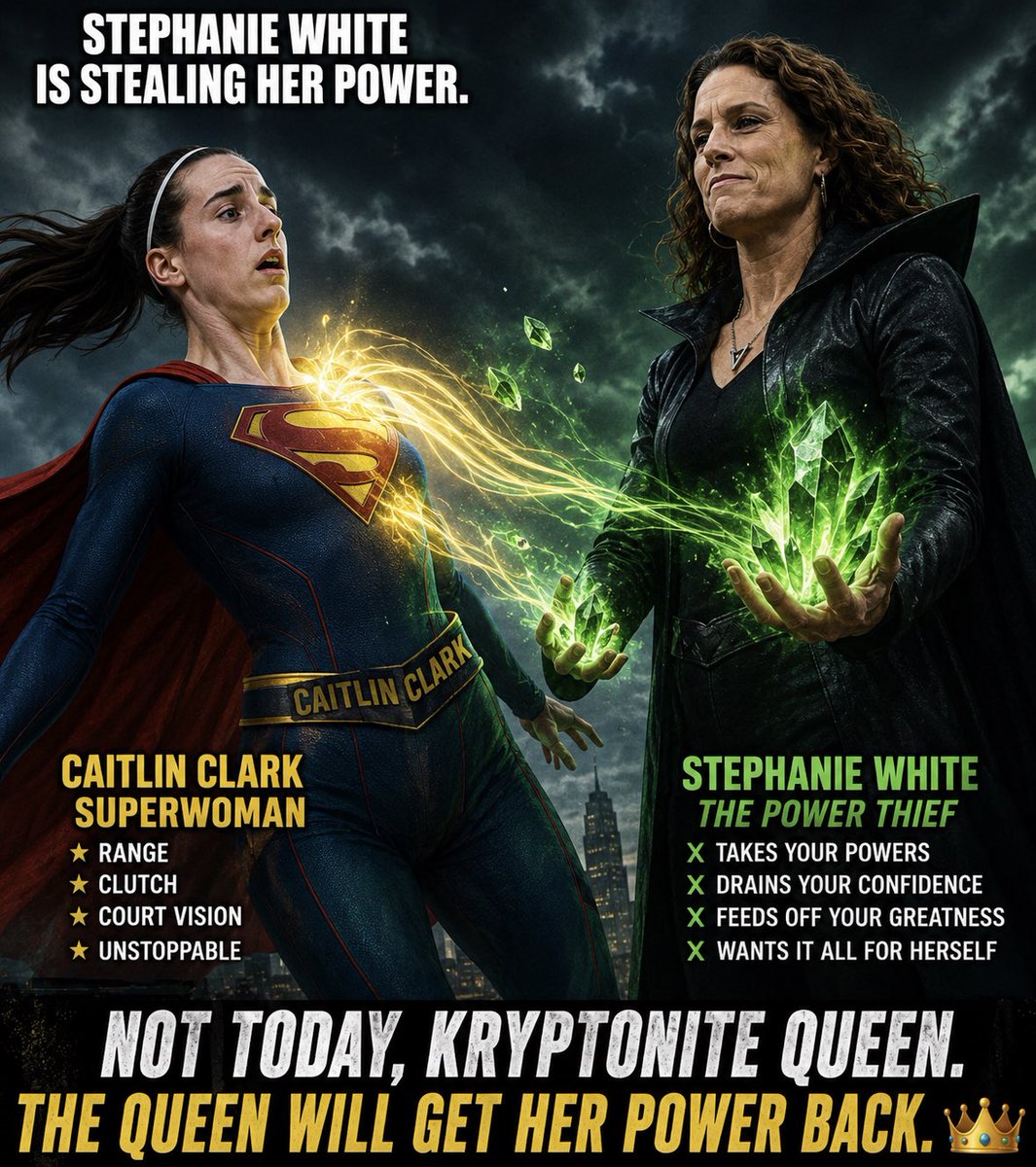 prettygirle2004's tweet photo. Every superhero has a kryptonite. Fever fans are still waiting for Caitlin to break free and get her powers back. 👀⚡👑 

#FireStephanieWhite #FreeCC22
@CaitlinClark22 @IndianaFever @AmberLCox @sophaller https://t.co/ifFif8AWyF