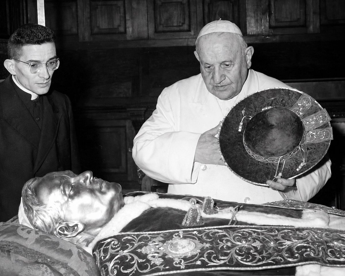 jesuitpatriot's tweet photo. "During this retreat Jesus, my blessed Lord, has deigned to give me an even clearer understanding of the necessity of keeping whole and intact my 'sense of faith' and my 'being of one mind with the Church', for he has shown me in a dazzling light the wisdom, timeliness and nobility of the measures taken by the Pope to safeguard the clergy in particular from the infection of modern errors (the so-called Modernist Jerrors), which in a crafty and tempting way are trying to undermine the foundations of Catholic doctrine. The painful experiences of this year, suffered here and there, the grave anxieties of the Holy Father and the pronouncements of the religious authorities have convinced me, without the need of other proof, that this wind of Modernism blows very strongly and more widely than seems at first sight, and that it may very likely strike and bewilder even those who were at first moved only by the desire to adapt the ancient truth of Christianity to modern needs. Many, some of them good men, have tallen into error, perhaps un-consciously; they have let themselves be swept into the field of error. The worst of it is that ideas lead very swiftly to the spirit of independence and private judgment about everything and everyone."

- Saint John XXIII, Journal of a soul P.241