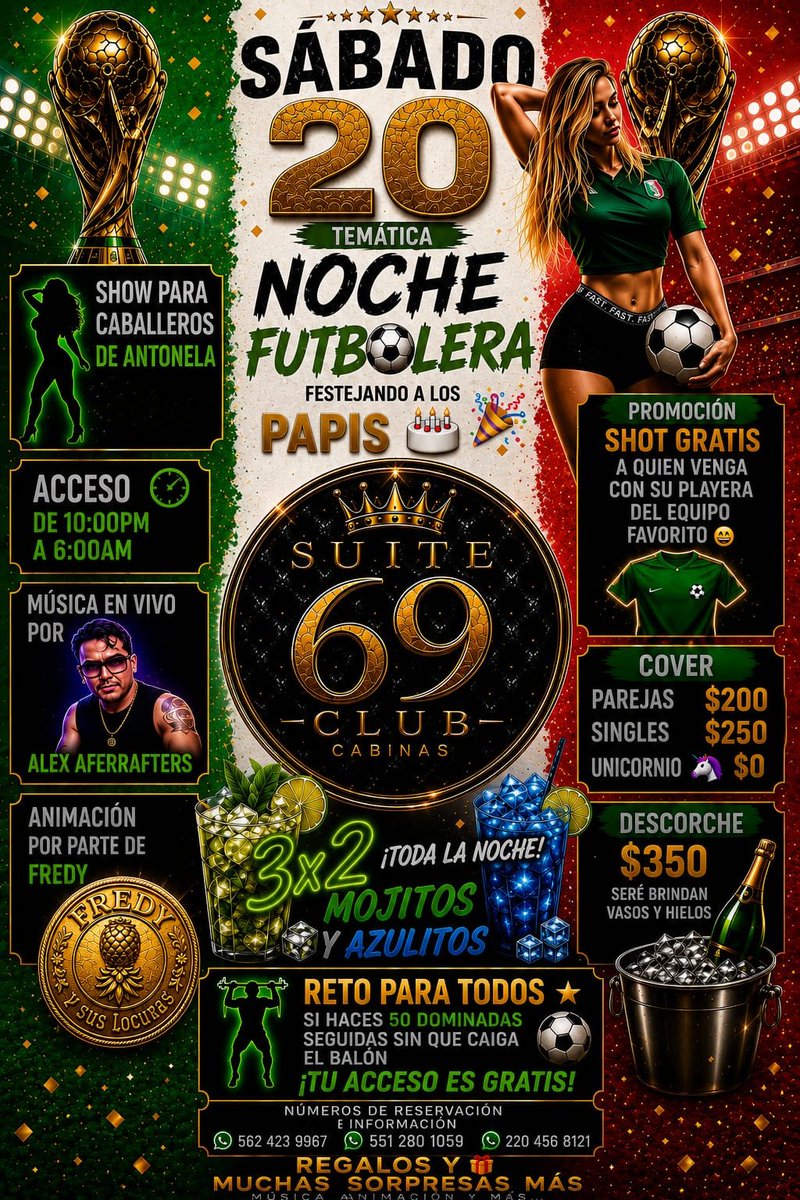 suite69swneza's tweet photo. 🎉 Este sábado en Suite 69 celebramos a todos los papás. 🥃⚽️🔥
Ven a disfrutar de una noche llena de diversión, excelente ambiente, buena música y muchas sorpresas. ¡Festeja con nosotros como se merece! 🍻💛
#Suite69 #FelizDíaDelPapá #NocheFutbolera #Neza
Apóyame RT 🔄 y❤️ https://t.co/i64Jq8Hqpm