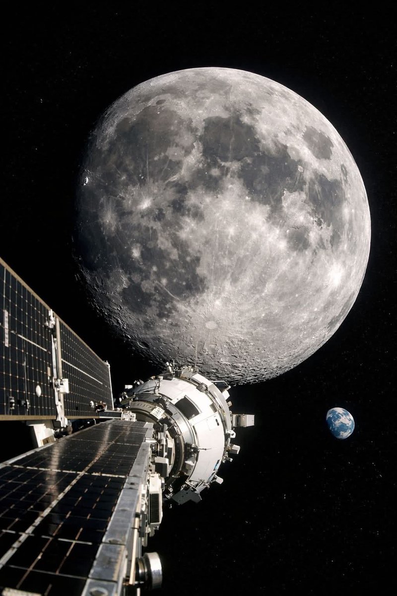 All_inspace's tweet photo. Perspective shift:

Moon in front.

Earth behind.

Home is far.

Work is here.

NRHO:

1,500 km from Moon.

384,000 km from Earth.

Near Rectilinear Halo Orbit.

Our new address.

Earthrise 2.0:

Apollo saw Earth rise.

Artemis will live here.

Scale:

Moon: 3,474 km wide.

Earth: tiny.

Priorities: clear.

Office view:

New office.

New commute.

Same Earth.

Two worlds:

The Moon up close.

Earth in the distance.

We choose both.