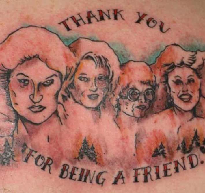 Rocks24Freedom's tweet photo. @benwehrman Yes but wasn’t that Golden Girls back tattoo worth it ? https://t.co/SXf9puqgJ2