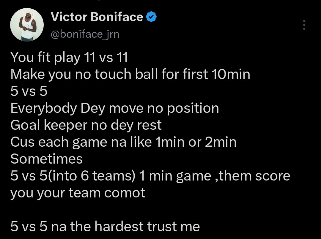 PoojaMedia's tweet photo. Victor Boniface says 5 vs. 5 is HARDER than 11 vs. 11 https://t.co/8Zv8leQSVt