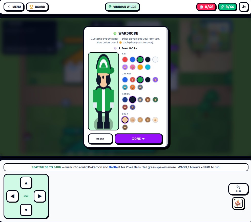 pokefightsol's tweet photo. Patch 1.0.3

✨ New Feature: Trainer Skins

Customize your Trainer's appearance by visiting the Wardrobe in the Open World.

Unlock and purchase new skins using Pokéballs.

💡 We Want Your Feedback

Have an idea for a skin? Let us know what outfits, themes, or styles you'd like to see added in future updates!

The future of Pokémon cards in onchain.