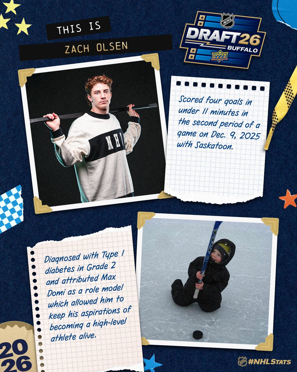NHLPR's tweet photo. Zach Olsen, the No. 36-Ranked North American Skater, reads Max Domi's book and hopes to one day inspire other hockey players with diabetes the same way he was inspired. #NHLDraft https://t.co/m46D4TVCsk