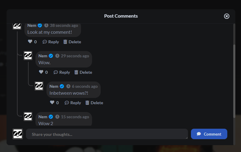 GeoWeb's tweet photo. Little sneaky sneak at the new comments system, allowing nested replies! REVOLUTIONARY. At least, for GeoWeb.

Wow! https://t.co/DoDCVeClLV