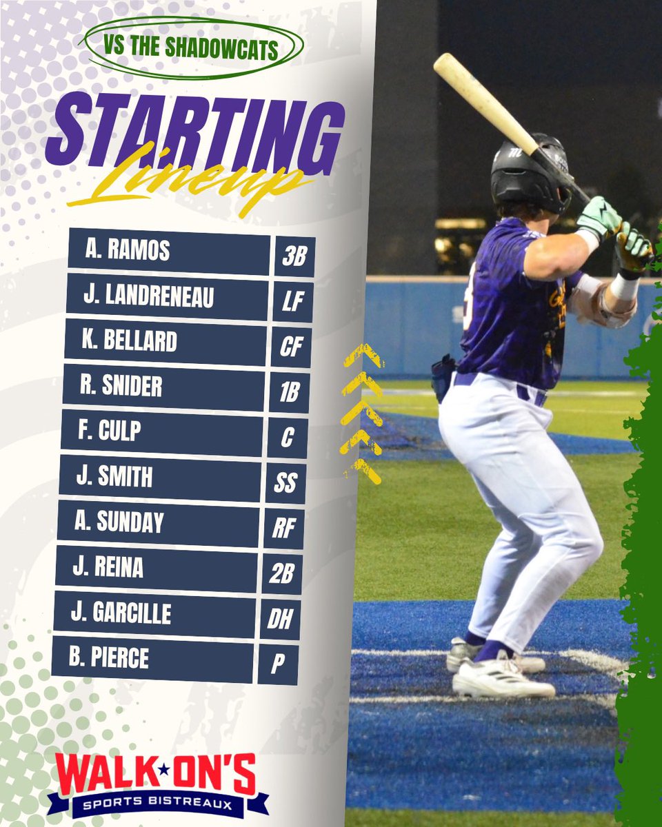gumbeauxgators's tweet photo. STARTING LINEUP for tonight’s away game against The ShadowCats.
GEAUX GATORS
#tcl #gatorsbaseball #lineup https://t.co/s2GvVmJPDr