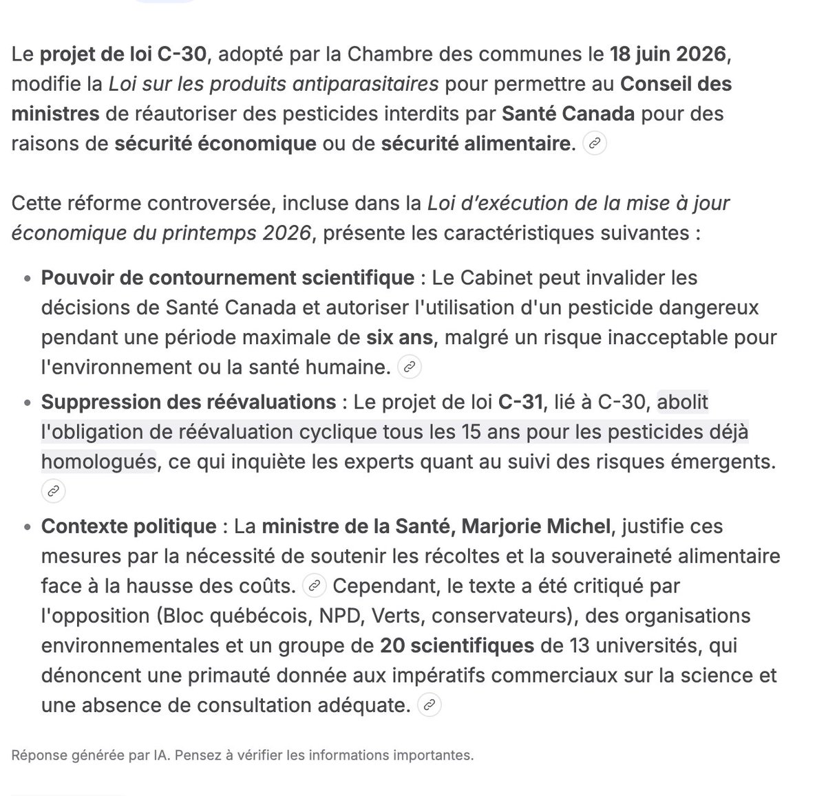 60lhba's tweet photo. @Librechoix99 ...vous oubliez de dire qu'en même temps,   le Banquier autorise l'utilisation de pesticides bannis et dangereux pour la santé des Canadiens. https://t.co/AWRvdeRZLX