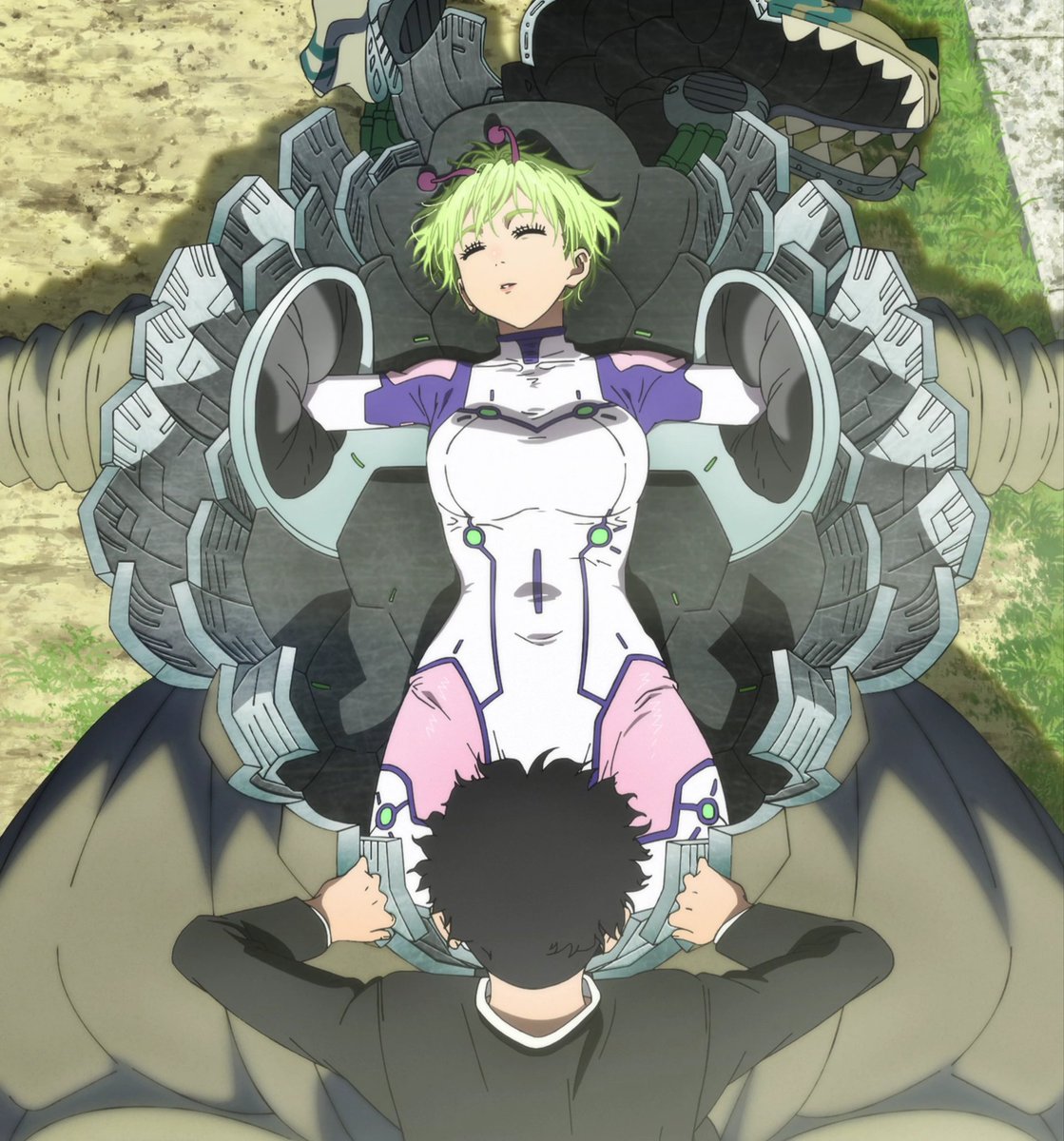 ryuma217's tweet photo. #DanDaDan #Toonami 
Jinkies! The Space Kaiju was a cute alien girl in a suit all along! https://t.co/TFKEhrrQn3