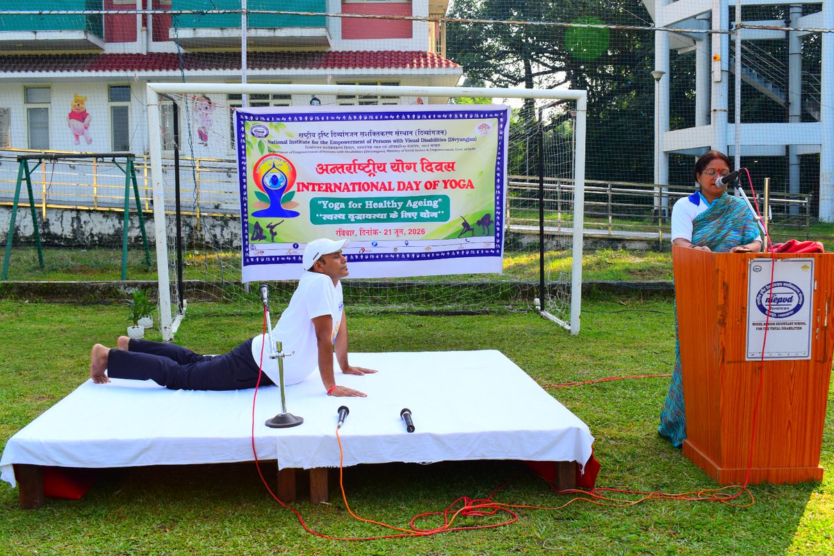 DehradunNiepvd's tweet photo. 🧘‍♂️12th #InternationalYogaDay2026 के अवसर पर @DehradunNiepvd,में आज #YogaForHealthyAgeing थीम के अंतर्गत योग कार्यक्रम का आयोजन किया गया।

@MSJEGOI @socialpwds @PIB_India @pib_MoSJE @Drvirendrakum13 @moayush @narendramodi @PMOIndia 

#DEPwD #MSJE #NIEPVD https://t.co/6hH9grSM46