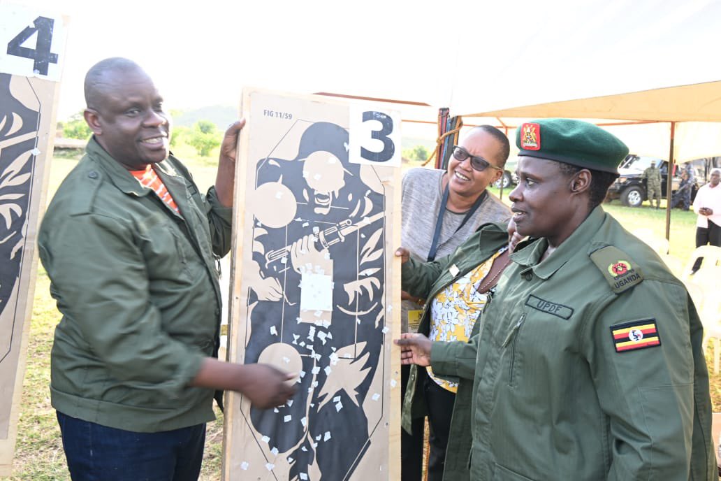 BalaamBarugahar's tweet photo. As part of the Cabinet Retreat, we participated in the Exercise Sharpshooter challenge. I am pleased to report that Her Excellency the Vice President @jessica_alupo  the guest of honor scored an impressive 100% all 12 bullets hit the target.

As for me, I managed to hit 3 out of 10 targets, considering it was my very first time handling such an exercise. Respect to our gallant Generals and professional instructors. Given more opportunities to practice, I am confident my performance will greatly improve.

That said, I was still ahead of many participants, including Hon. @norbertmao , who managed one and a half targets!

Viva Uganda , 
Viva the Commander-in-Chief, H.E. President @KagutaMuseveni ,
Viva the Chief of Defence Forces, @mkainerugaba 

Together, we continue to build a stronger, safer, and more disciplined nation.