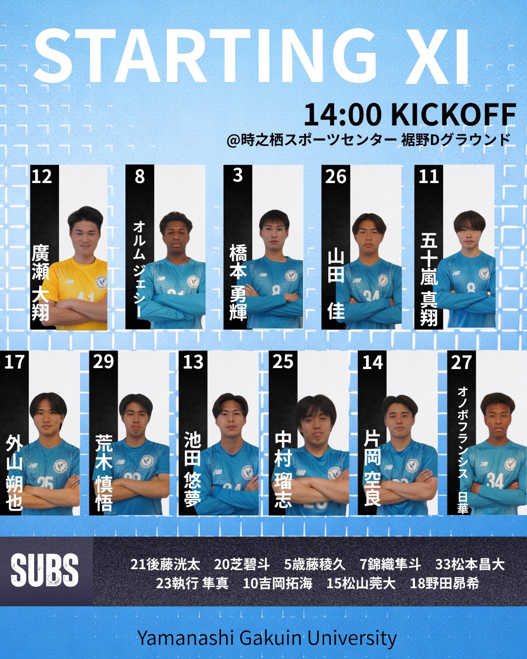山梨学院大学サッカー部ユニフォームセット青 山梨学院大学サッカー部ユニフォームセット青 山梨学院大学サッカー部