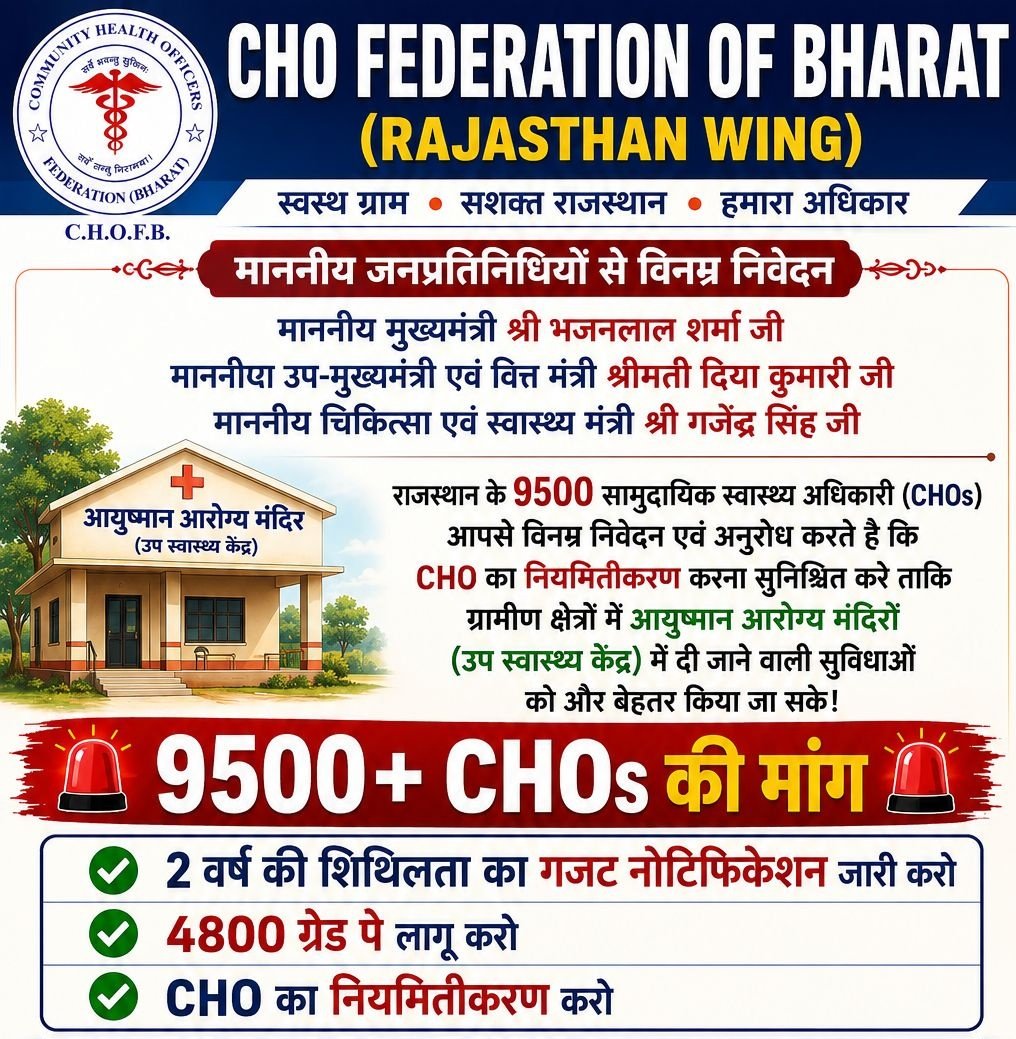 vijendra_o's tweet photo. ✅ 2 वर्ष की शिथिलता का गजट नोटिफिकेशन जारी
✅ 4800 ग्रेड पे लागू करो
✅ CHO का नियमितीकरण करो
#CSR_2Years_Relaxation_Gazette
#CHO_Regularization_Notification
@GajendraKhimsar 
@RajCMO 
@KumariDiya
@PMOIndia 
@JPNadda 
@RACHO_Rajasthan 
#CSR_2Years_Relaxation_Gazette https://t.co/zSH2edyqOv