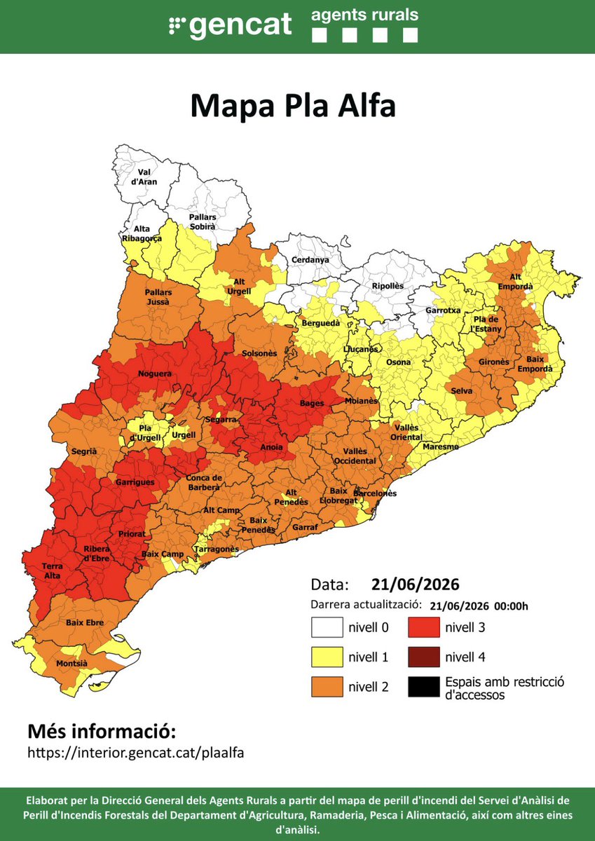 cgavarres's tweet photo. 🌳 🔥 Activat el nivell 2 del #PlaAlfa a diversos municipis de les #Gavarres 

☎️Si veieu fum o conductes negligents que puguin ocasionar un incendi truqueu al @112 

🙏Gràcies per la vostra col·laboració.

👀👉https://t.co/Jvwj16MaO9 https://t.co/BHz3oTS2vq