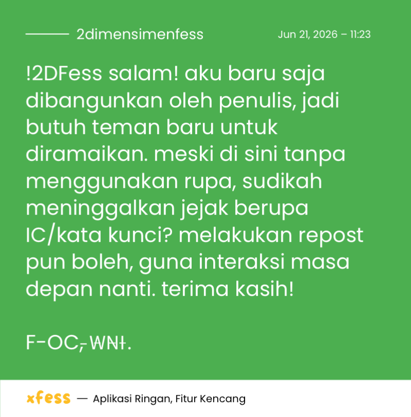 2DimensiMenfess's tweet photo. !2DFess terutama sesama i-oc dan menerima paguyubannya juga. aku akan menunggu. (｡•̀ᴗ-)✧ https://t.co/QzElSf2SwU